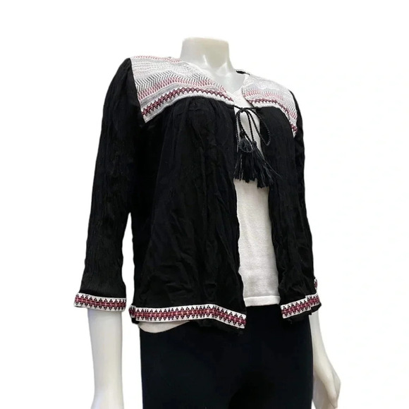 Love & Legend Sweaters - Love & Legend Open Tassel Tie Black Boho Top Size 20